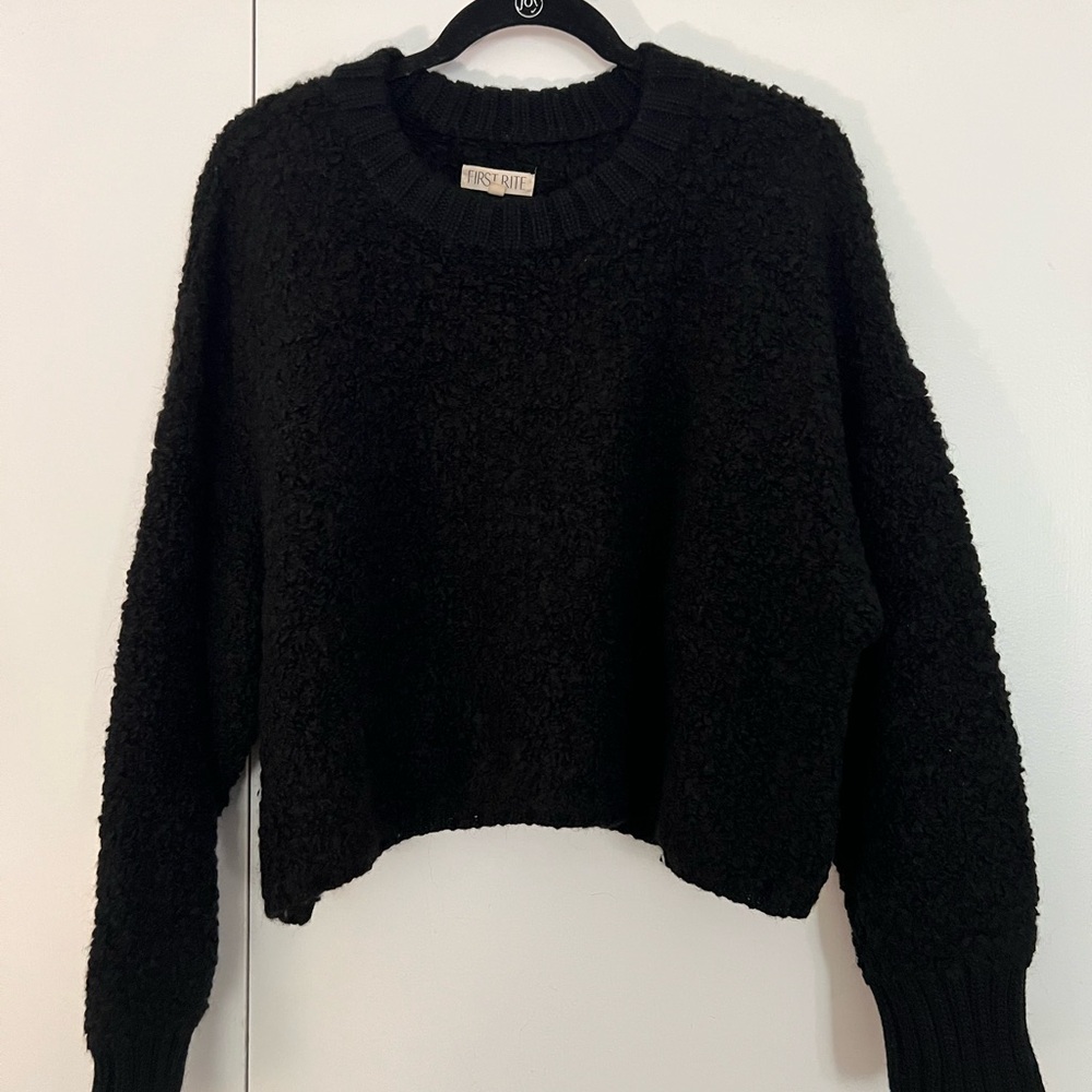 First Rite Textured Cropped Sweater